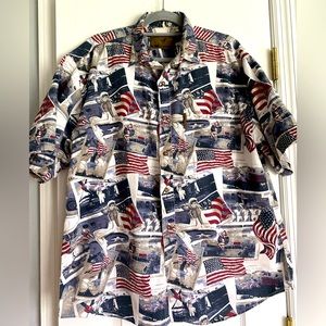 North River Outfitters Mens Buttons American Flag Legacy Monuments Shirt Large